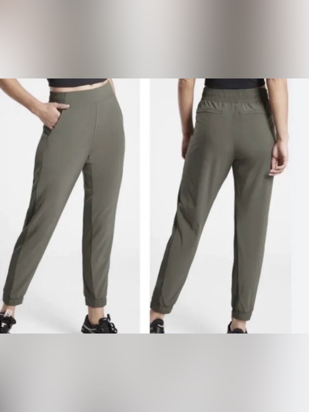 Athleta Brooklyn Ankle Pants 
Olive Green, Size 12 Tall Women’s